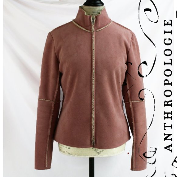 Anthropologie Pink Zippered Jacket By Velvet Long Sleeves - Picture 1 of 12
